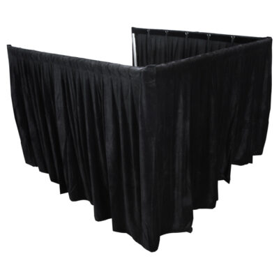 2.2mW x 1.5mD Velvet Op Surround Drape with Top Pocket, Ties and Velcro Patches - Black; includes Bag