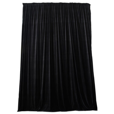3.15mW x 9.0mD Velvet Drape with Top Pocket, Ties and Velcro Patches - Black; includes Bag