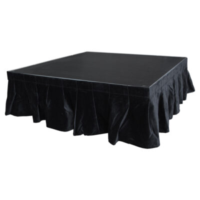 4.0mW x 0.3mD Velvet Skirt with 50mm Velcro Strip along Top and Side Patches - Black