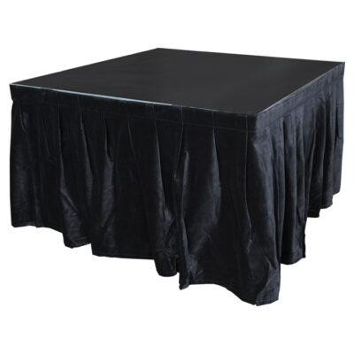 4.0mW x 0.6mD Velvet Skirt with 50mm Velcro Strip along Top and Side Patches - Black