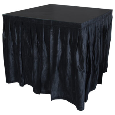 4.0mW x 0.9mD Velvet Skirt with 50mm Velcro Strip along Top and Side Patches - Black
