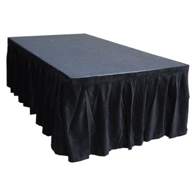 6.0mW x 0.6mD Velvet Skirt with 50mm Velcro Strip along Top and Side Patches - Black
