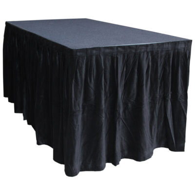 6.0mW x 0.9mD Velvet Skirt with 50mm Velcro Strip along Top and Side Patches - Black