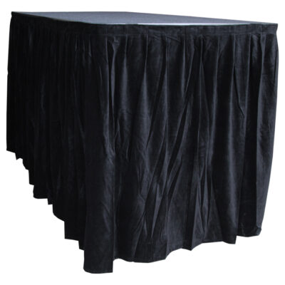 6.0mW x 1.2mD Velvet Skirt with 50mm Velcro Strip along Top and Side Patches - Black