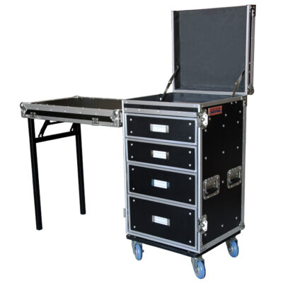 Drawers (4) Case with Top Storage & Removable Front Cover for Side-Mount Bench - Black
