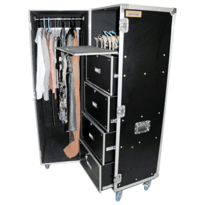 Clam-Shell Style Hanging Costume & Drawers Road Case - Black