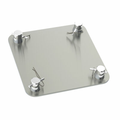 F24 Truss 240mm x 240mm x 5mm Square Aluminium Base Plate with Half-Spigots, Pins & R-Clips