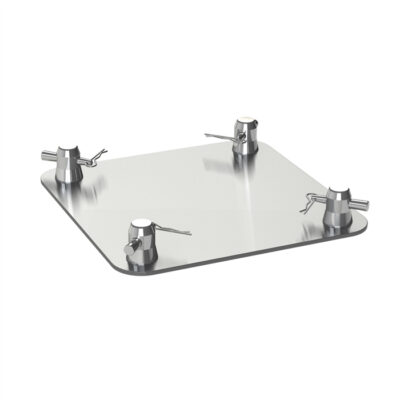 F34 Truss 310mm x 310mm x 5mm Square Aluminium Base Plate with Half-Spigots, Pins & R-Clips