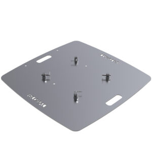 F44 Truss 900mm x 900mm x 6mm Square Laser Cut Steel Base Plate with Half-Spigots, Pins & R-Clips