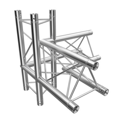 F23 Tri Truss 4 Way 90° Horizontal Corner to Vertical Junction (Up & Down) with Spigots, Pins & R-Clips - Left