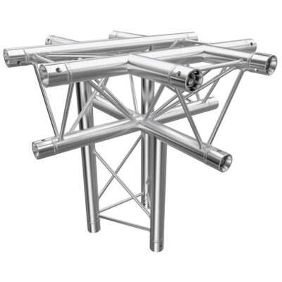 F23 Tri Truss 5 Way Horizontal X- to Vertical Junction (Apex Down) with Spigots, Pins & R-Clips