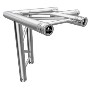 F32 Flat Truss 3 Way 90° Corner to Vertical Junction with Spigots, Pins & R-Clips - Horizontal