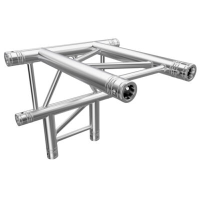 F32 Flat Truss 4 Way T- to Vertical Junction with Spigots, Pins & R-Clips - Horizontal