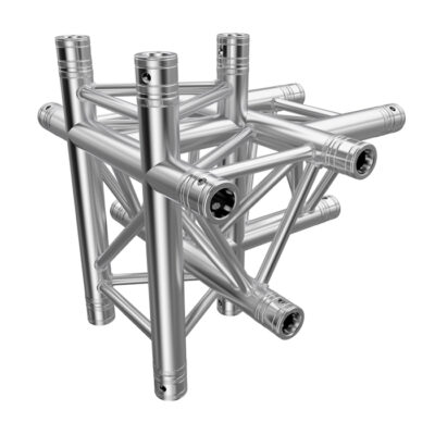 F33 Tri Truss 5 Way Horizontal T- to Vertical Junction (Up & Down) with Spigots, Pins & R-Clips