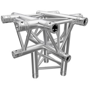F33 Tri Truss 5 Way Horizontal X- to Vertical Junction (Apex Down) with Spigots, Pins & R-Clips