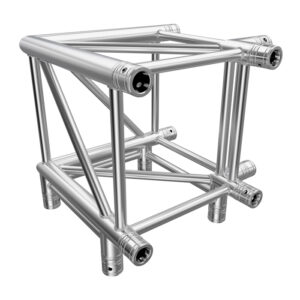 F44P Square Truss 3 Way 90° Corner to Vertical Junction with Spigots, Pins & R-Clips