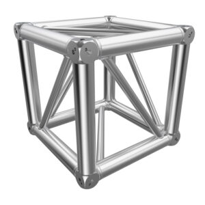 F44P Truss 6 Way Cube Junction with Half-Spigots, M12 Bolts, Pins & R-Clips for 2 Faces