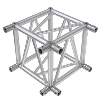 F54 Square Truss 6 Way Cube Junction with Socket Connectors & Bolts for 2 Faces
