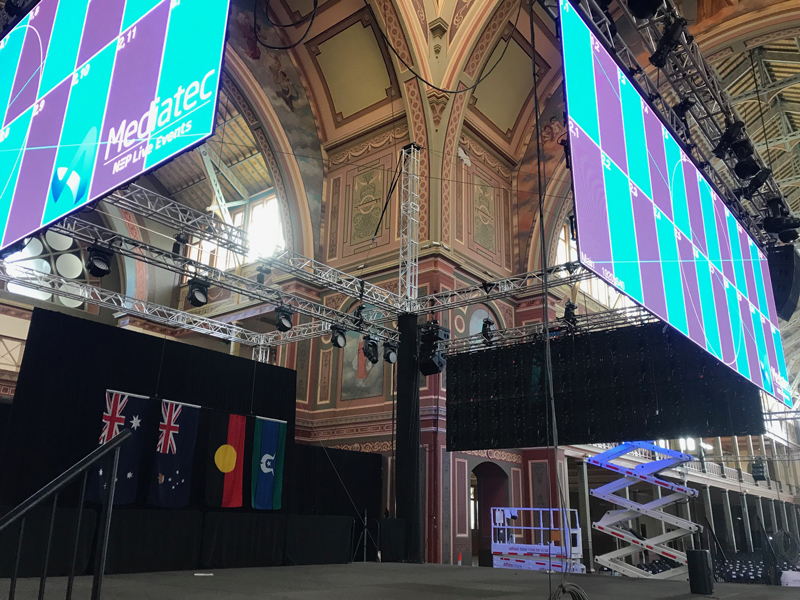 Featured image for “Diversity Rigging defies gravity with F45 at the Royal Exhibition Building”
