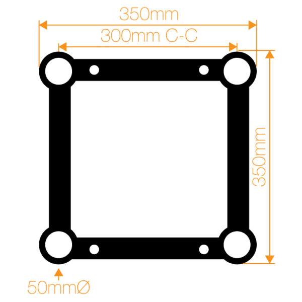 A34 Square Truss 90° Corner (including bolts & spigots sets)