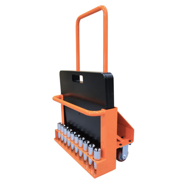 10 Unit Upright Base Plate Trolley to suit Curtain Call 600mm Square Base Plates with Spigot Storage