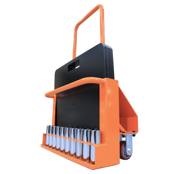10 Unit Upright Base Plate Trolley to suit Curtain Call 600mm Square Base Plates with Spigot Storage - Image 2