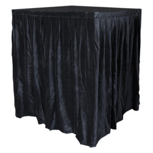 4.0mW x 1.2mD Velvet Skirt with 50mm Velcro Strip along Top and Side Patches - Black