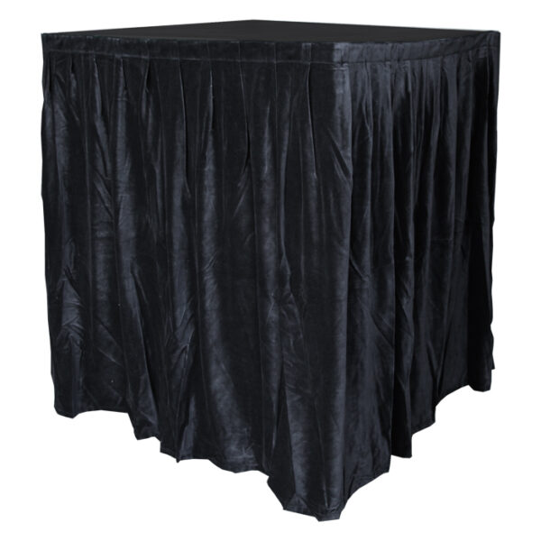 4.0mW x 1.2mD Velvet Skirt with 50mm Velcro Strip along Top and Side Patches - Black