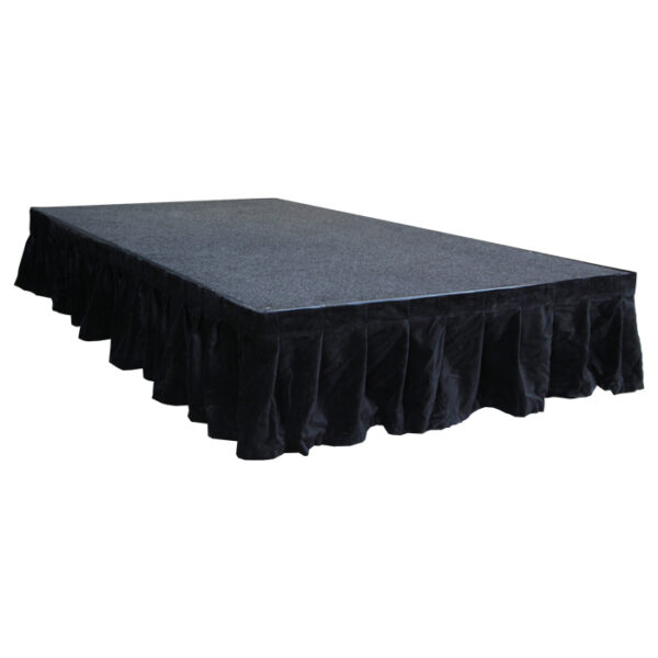 6.0mW x 0.3mD Velvet Skirt with 50mm Velcro Strip along Top and Side Patches - Black