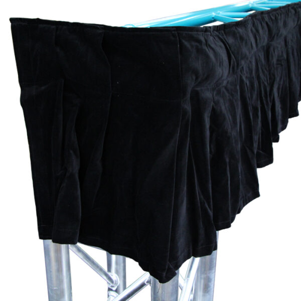 6.2mW x 0.550mH Velvet IFR Truss Border with 'D' Ring, Velcro Loop, Ties and Velcro Strip - Black (to suit F43/F44 Truss)