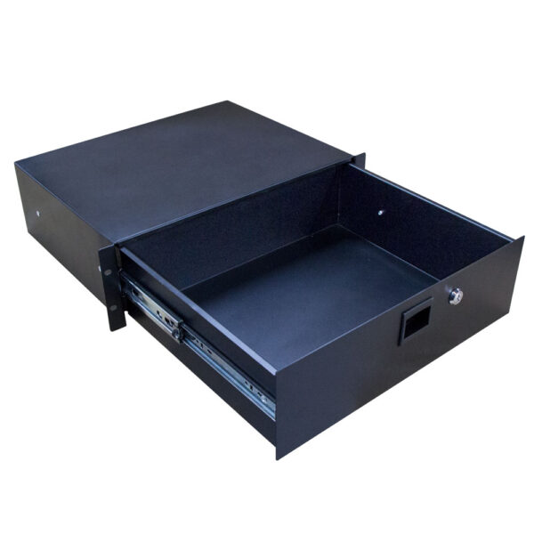 3RU 19" Rack Mount Slam Lock Drawer; 350mm Deep - Black