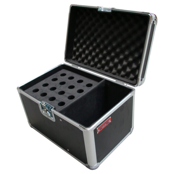 Upright Style 16 Microphone Carry Case with Storage Compartment - Black