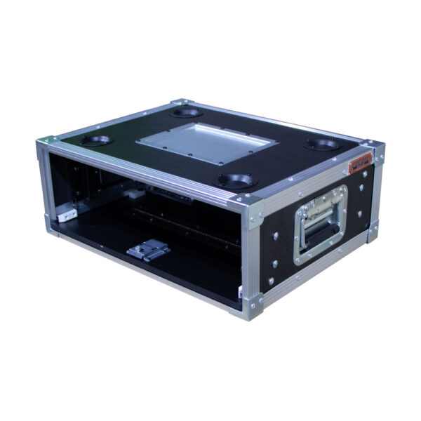 2RU Standard 19" Rack Mount Case with Over & Under Slide-Away Doors; 300mmD External; Stackable - Black - Image 2