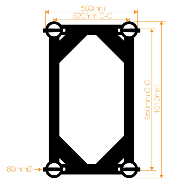 F104 Rectangular Truss Cube Junction with Socket Connectors on 2 Faces