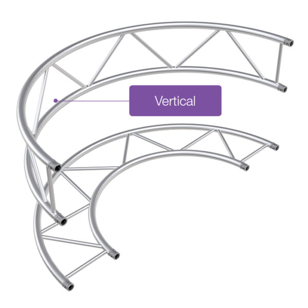 F42P Flat 2.5mR (5.0mØ) 45° Radial Truss - Vertical (8 parts to a Circle) with Spigots, Pins & R-Clips