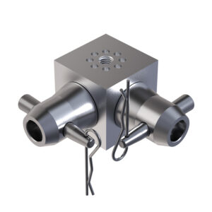 F01-44 (50mmØ) 6 Way Connection Dice with 2 Half-Spigots