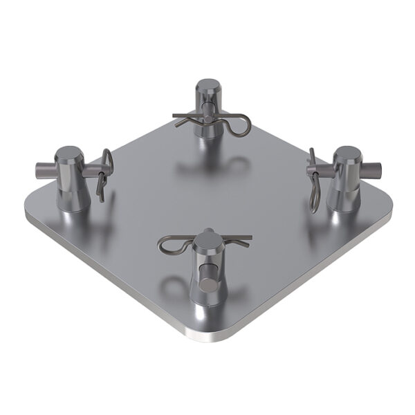 F14 Truss 115mm x 115mm x 5mm Square Aluminium Base Plate with Half-Spigots