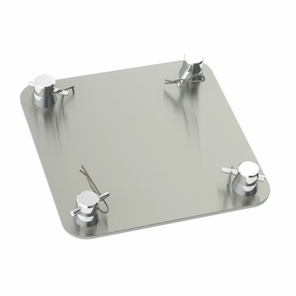 F24 Truss 240mm x 240mm x 5mm Square Aluminium Base Plate with Half-Spigots