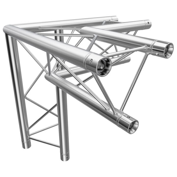 F23 Tri Truss 3 Way 90° Horizontal Corner (Apex Down) to Vertical Junction with Spigots, Pins & R-Clips - Right