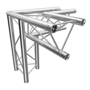 F23 Tri Truss 3 Way 90° Horizontal Corner (Apex Down) to Vertical Junction with Spigots