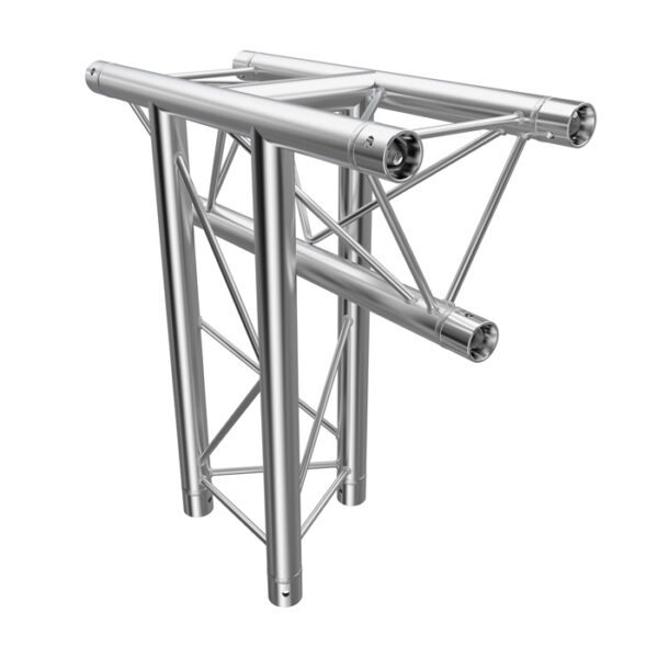 F23 Tri Truss 3 Way Vertical T-Junction (Apex Down) with Spigots, Pins & R-Clips