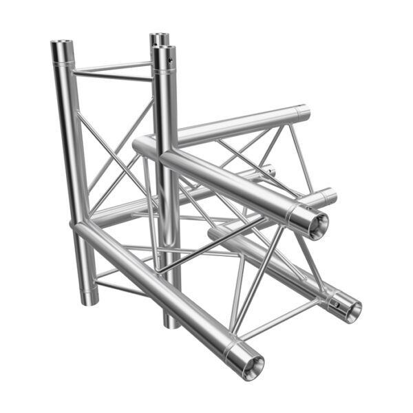 F23 Tri Truss 4 Way 90° Horizontal Corner to Vertical Junction (Up & Down) with Spigots, Pins & R-Clips - Right