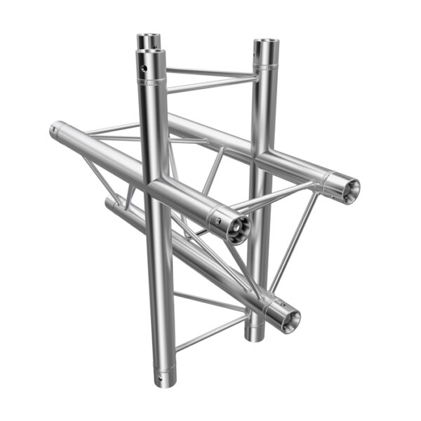 F23 Tri Truss 4 Way Vertical X-Junction with Spigots, Pins & R-Clips