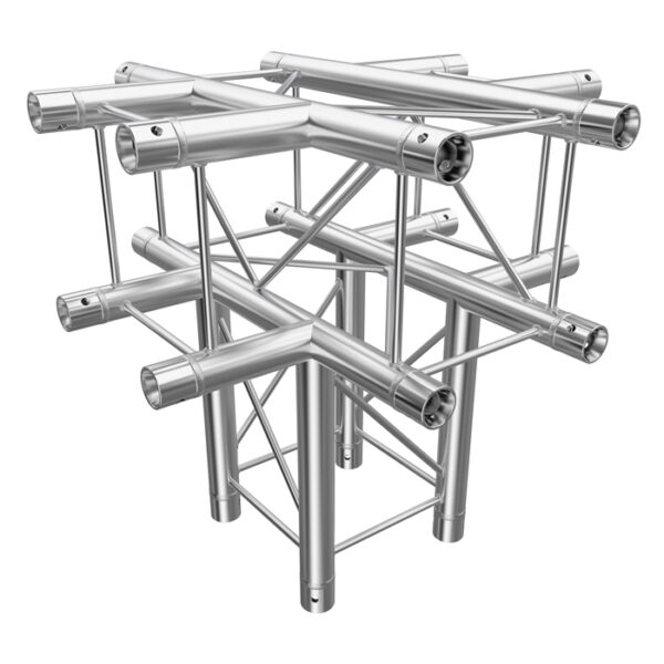 F24 Square Truss  5 Way X- to Vertical Junction with Spigots, Pins & R-Clips