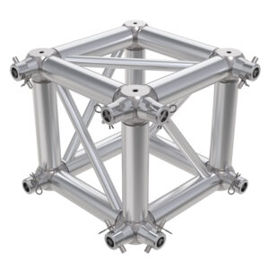 F24 Square Truss 6 Way Cube Junction with Half-Spigots