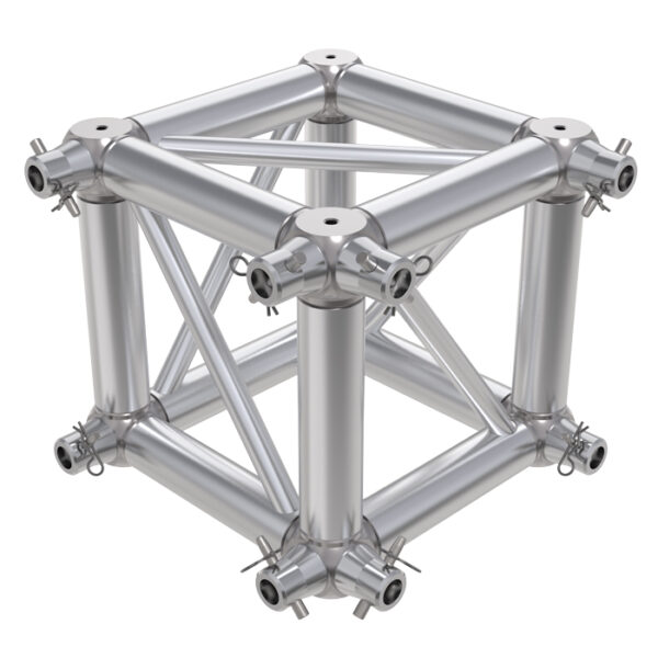 F24 Square Truss 6 Way Cube Junction with Half-Spigots