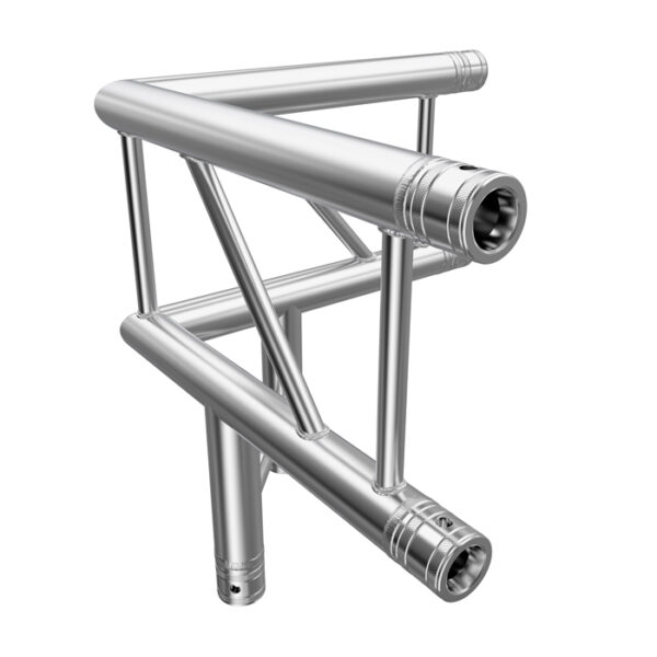 F32 Flat Truss 3 Way 90° Corner to Vertical Junction with Spigots, Pins & R-Clips - Vertical
