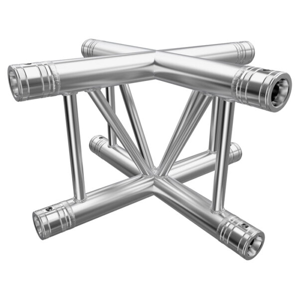 F32 Flat Truss 4 Way X-Junction with Spigots, Pins & R-Clips - Vertical