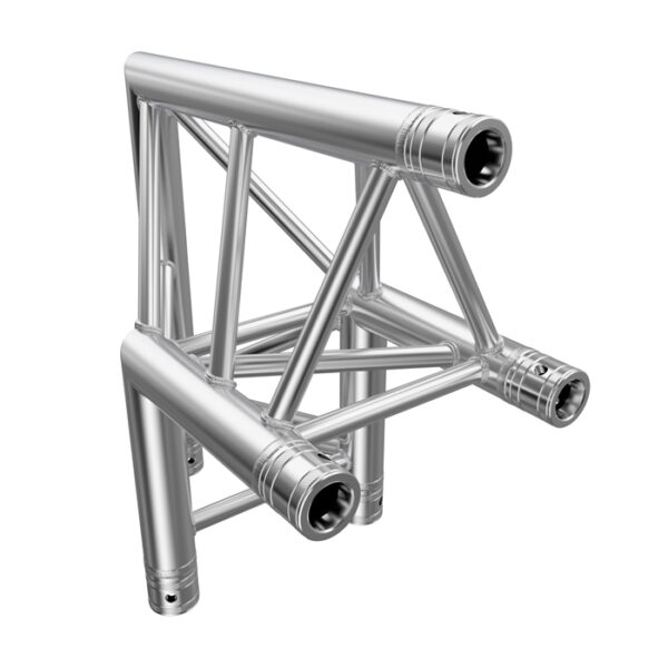 F33P Tri Truss 2 Way 90° Vertical Corner with Spigots, Pins & R-Clips - Apex Outside