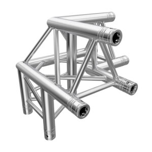F33 Tri Truss 3 Way 90° Horizontal Corner (Apex Up) to Vertical Junction with Spigots